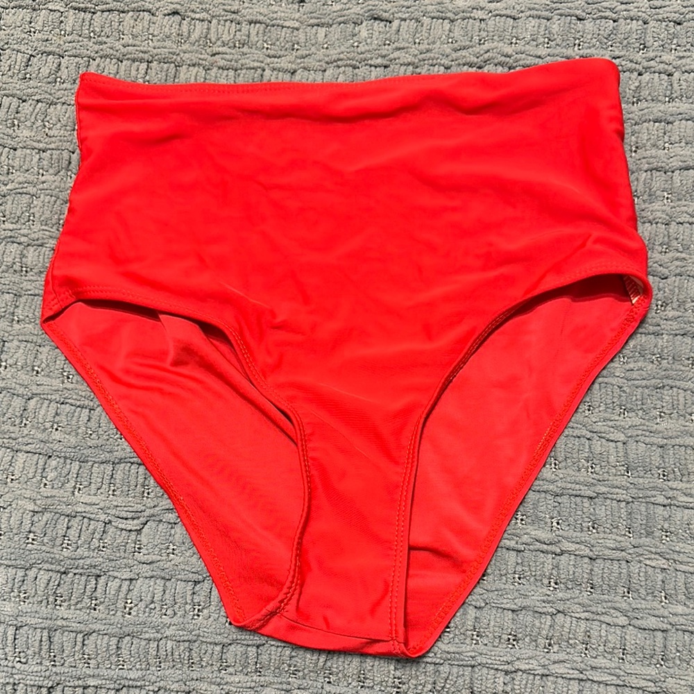 High-Waisted Red Swim Bottoms